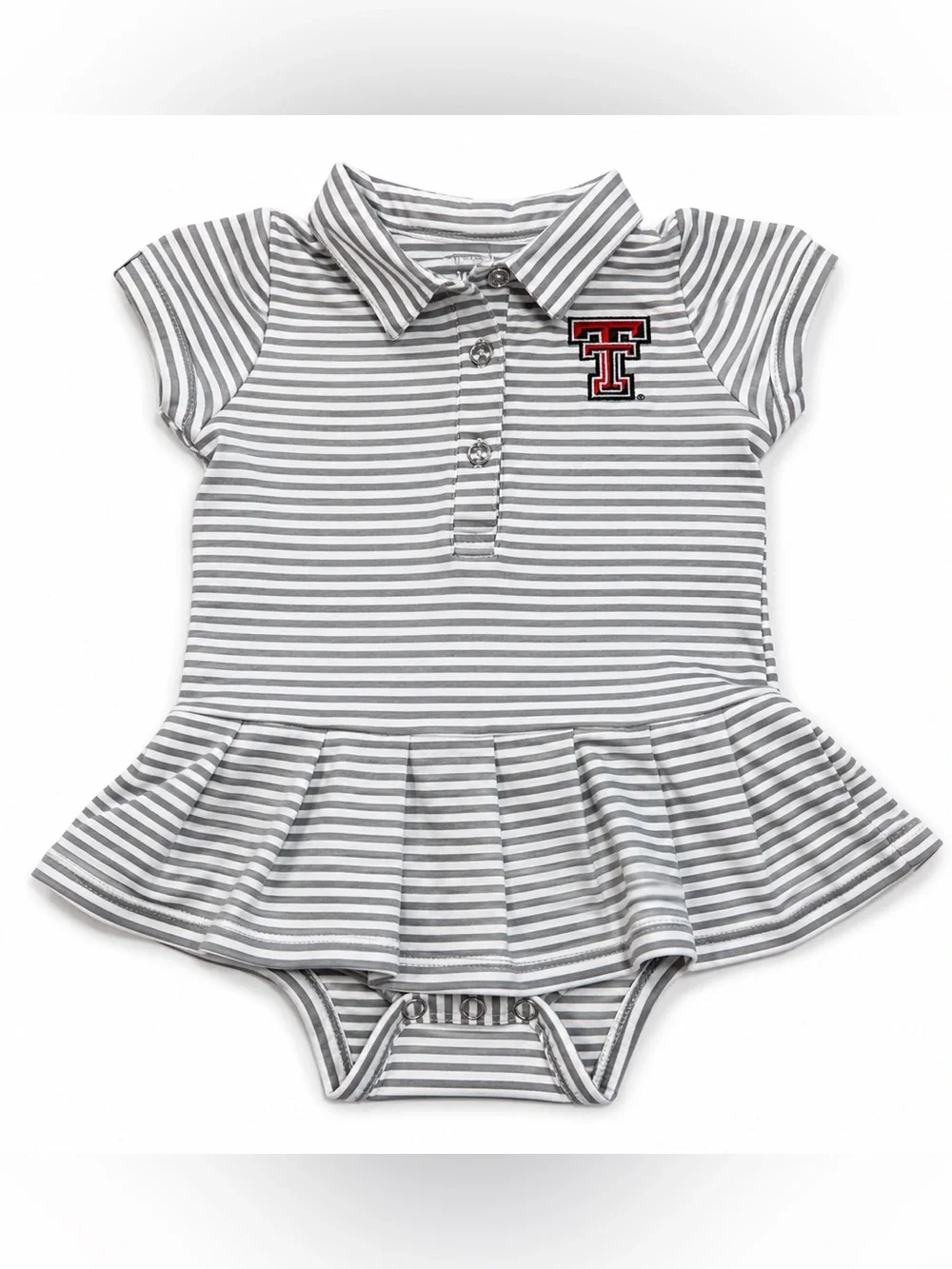 Texas Tech Red Raiders Baby Girls Polo Dress Onesie 12M Gray White NWT Game Day
